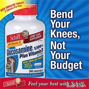 Schiff ® Glucosamine plus Vitamin D tăng cường chức năng sụn trong khớp xương