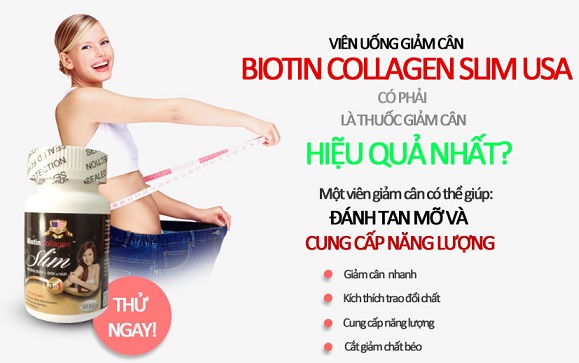 Biotin Collagen Slim với 3 tác dụng hiệu quả đặc biệt: giảm cân, đẹp da, mượt tóc