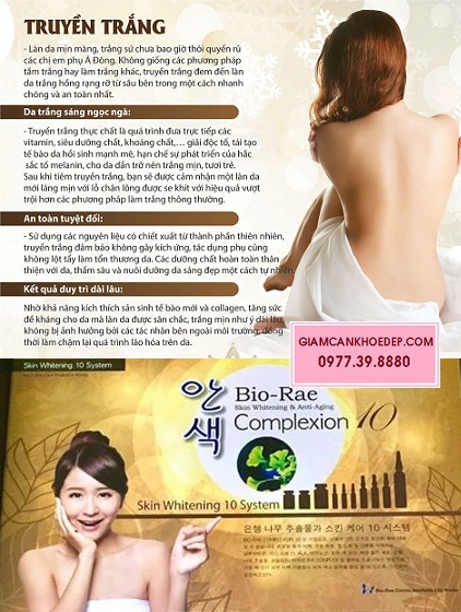 Mỹ phẩm dạng thuốc truyền trắng Bio-Rae Complexion 10 Skin Whitening System